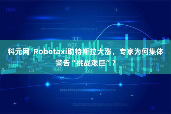 科元网  Robotaxi助特斯拉大涨，专家为何集体警告“挑战艰巨”？